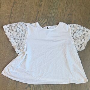 Mango Kids White Top with Lace Sleeves